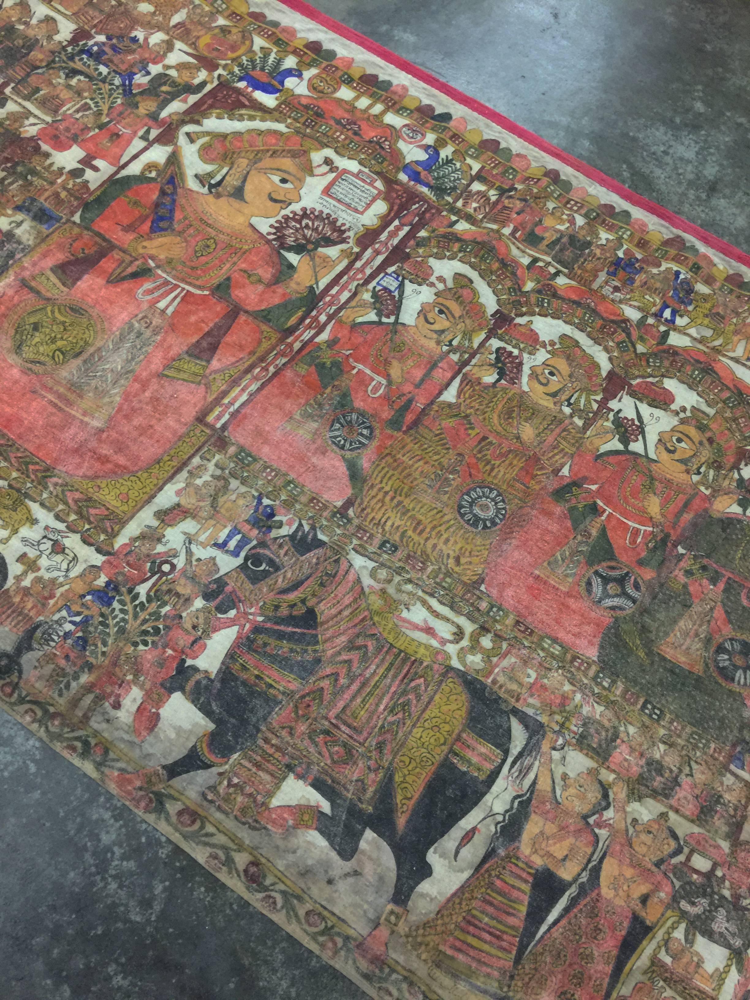 Antiker indischer mittelalterlicher Wandteppich aus dem 18. Jahrhundert nach der Schlacht von Karnal im Jahr 1739 im Angebot 1