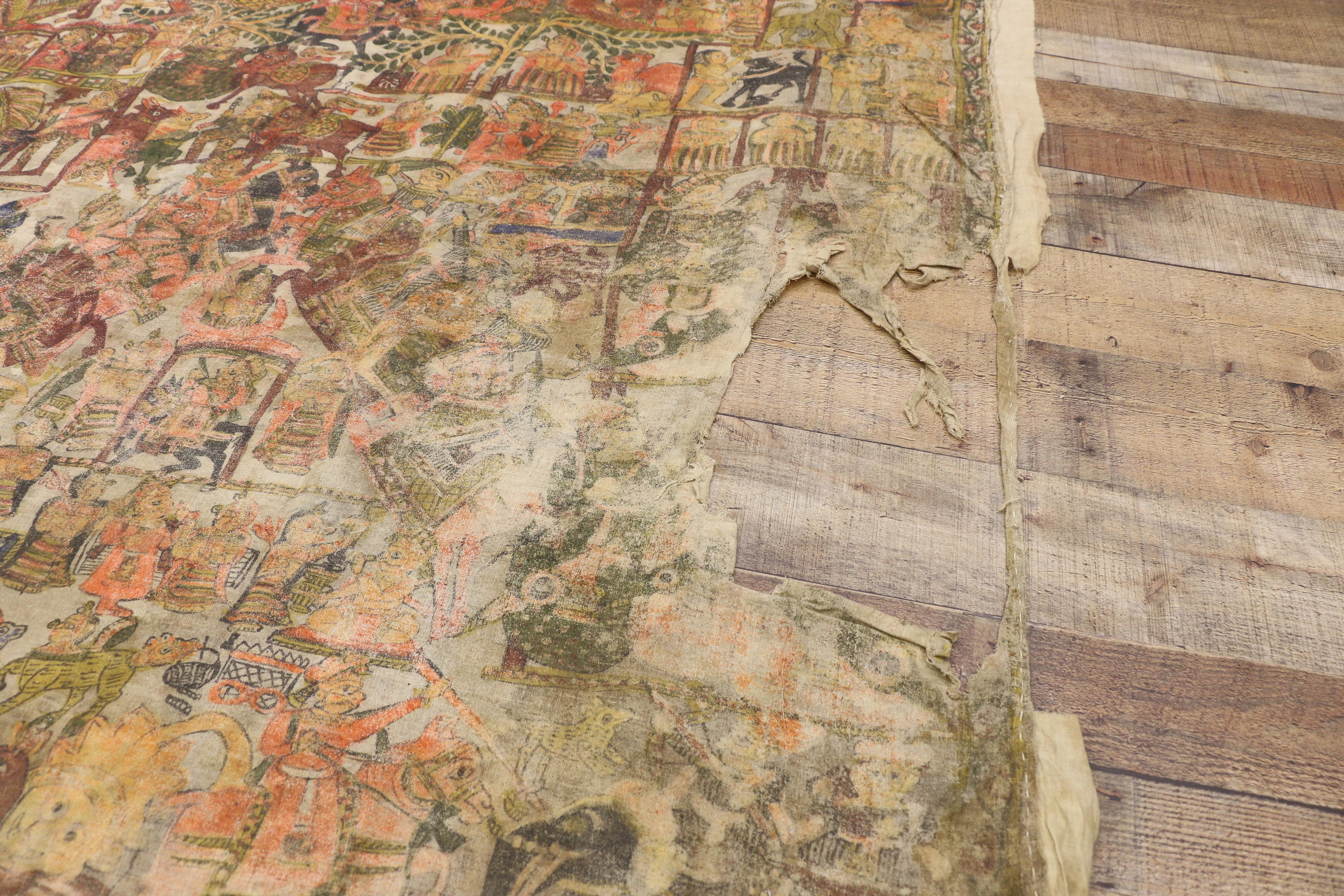 Antiker indischer mittelalterlicher Wandteppich aus dem 18. Jahrhundert nach der Schlacht von Karnal im Jahr 1739 im Angebot 2