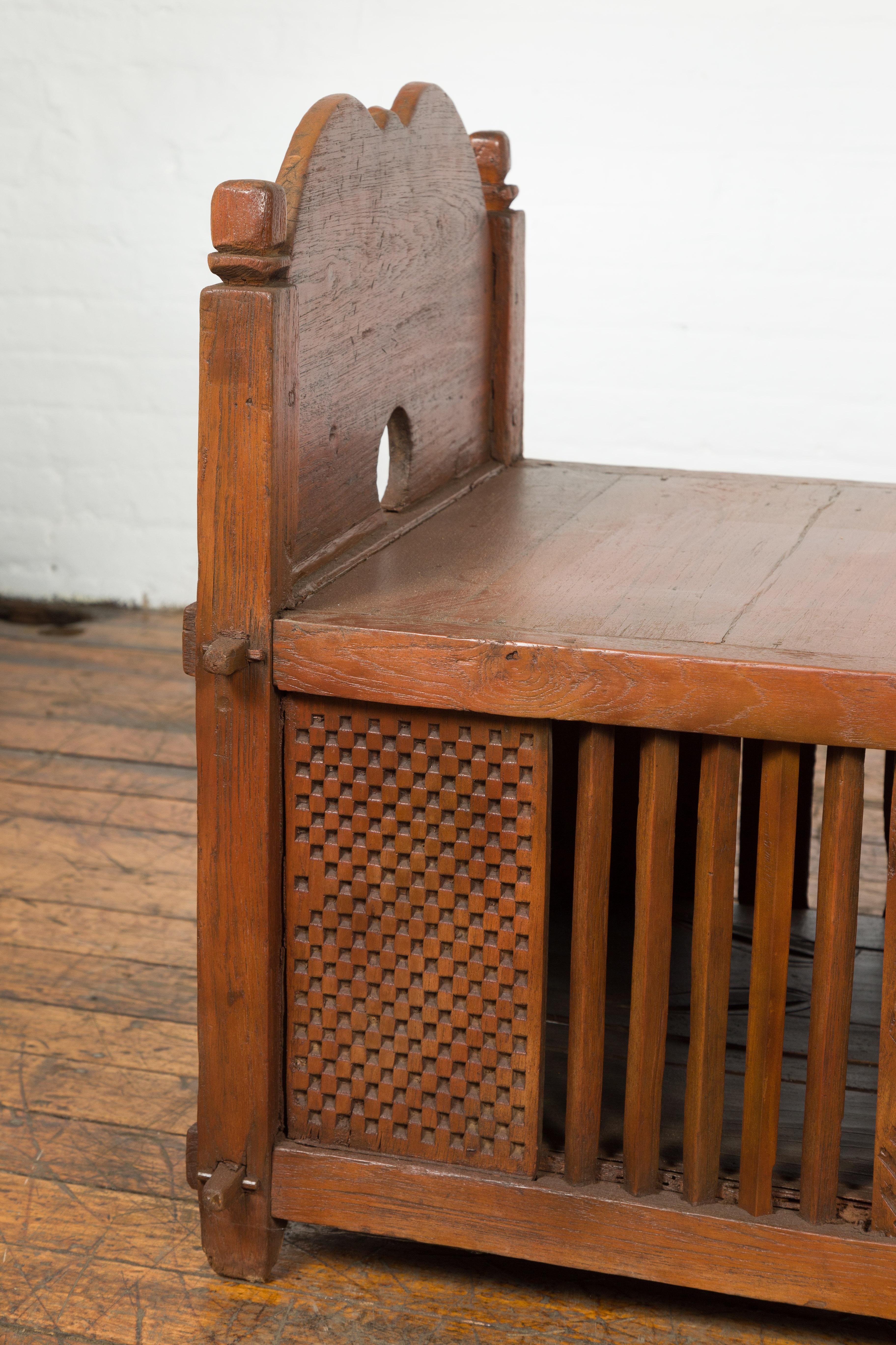 19th Century Antique Window Bench with Internal Storage For Sale