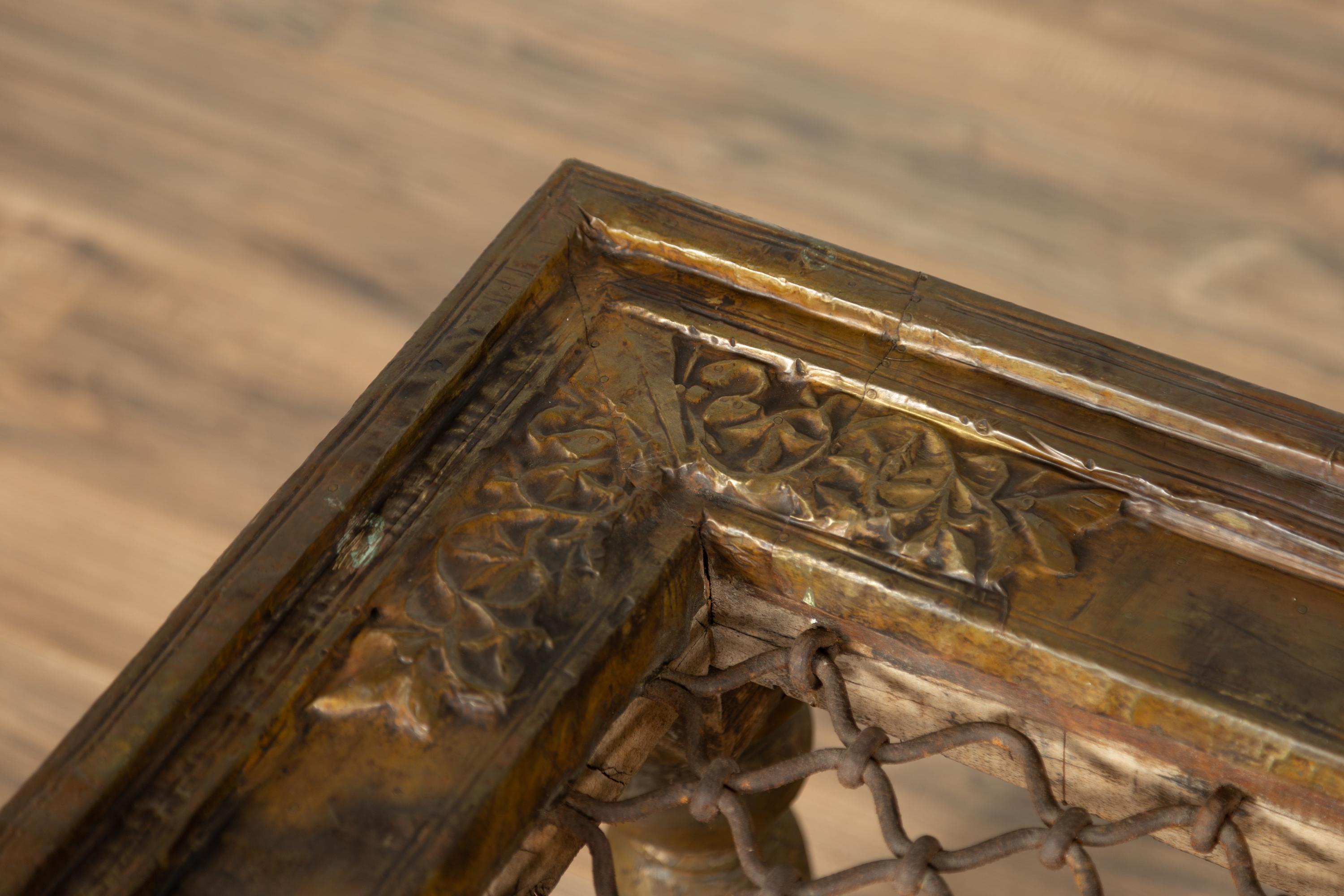 20th Century Antique Indian Window Grate Made into a Coffee Table with Copper Sheathing