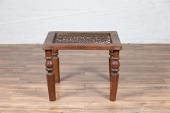 Antique Indian Window Grate Made into a Coffee Table with Turned Baluster Legs