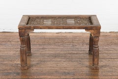 Antique Indian Window Grate Made into a Coffee Table with Turned Baluster Legs