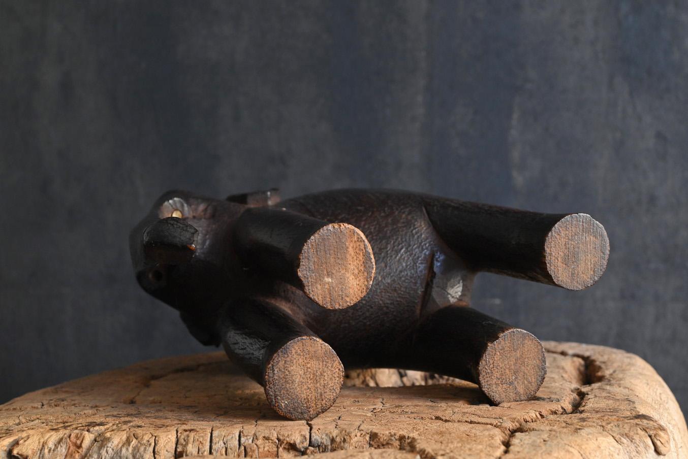 Antique Indian wooden elephant figurine/carved animal/circa 1920 For Sale 10