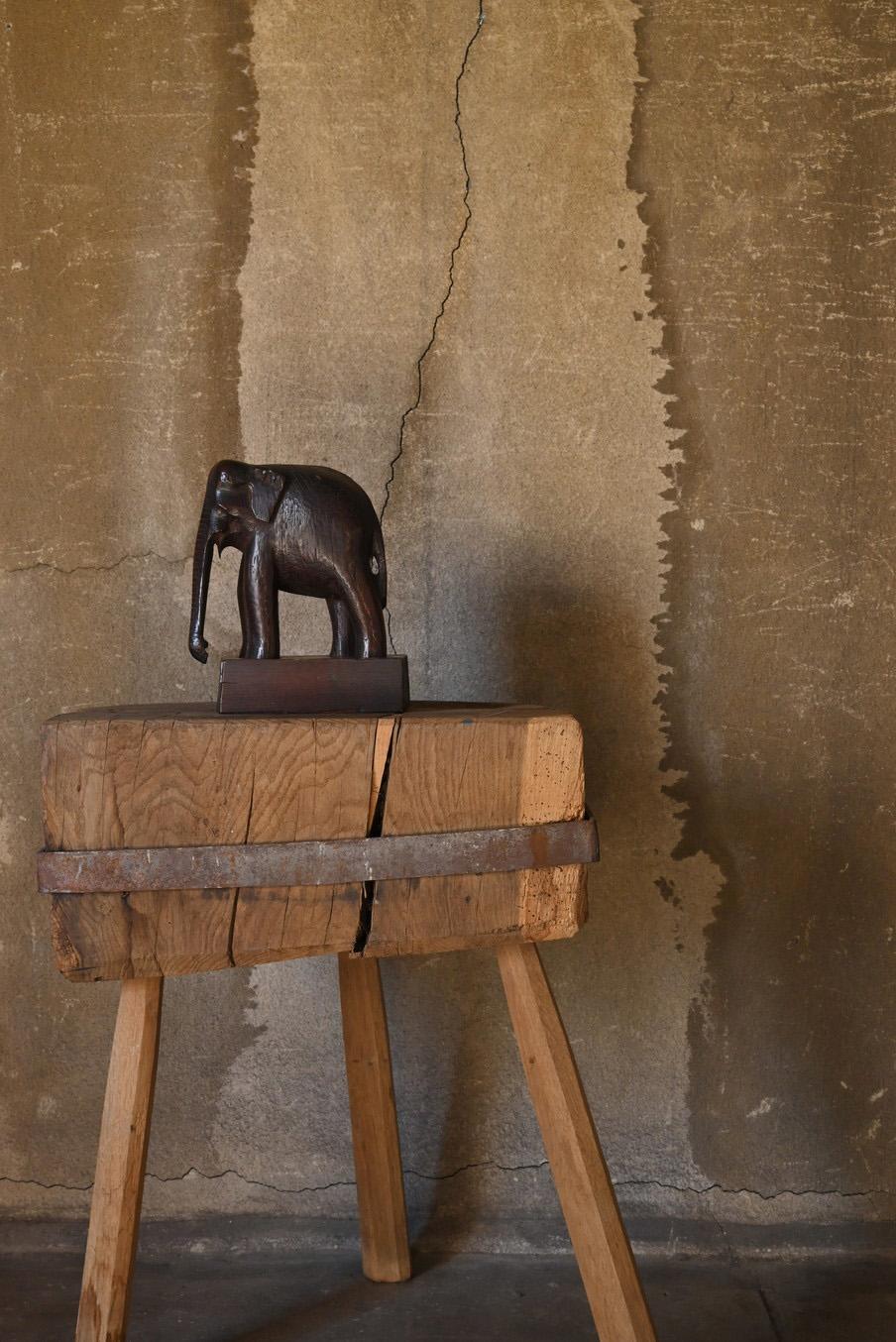Taisho Antique Indian wooden elephant figurine/carved animal/circa 1920 For Sale