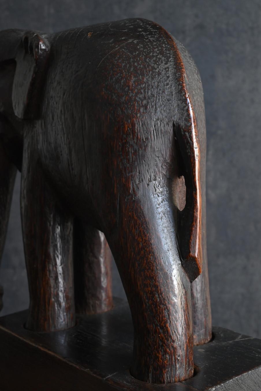 20th Century Antique Indian wooden elephant figurine/carved animal/circa 1920 For Sale