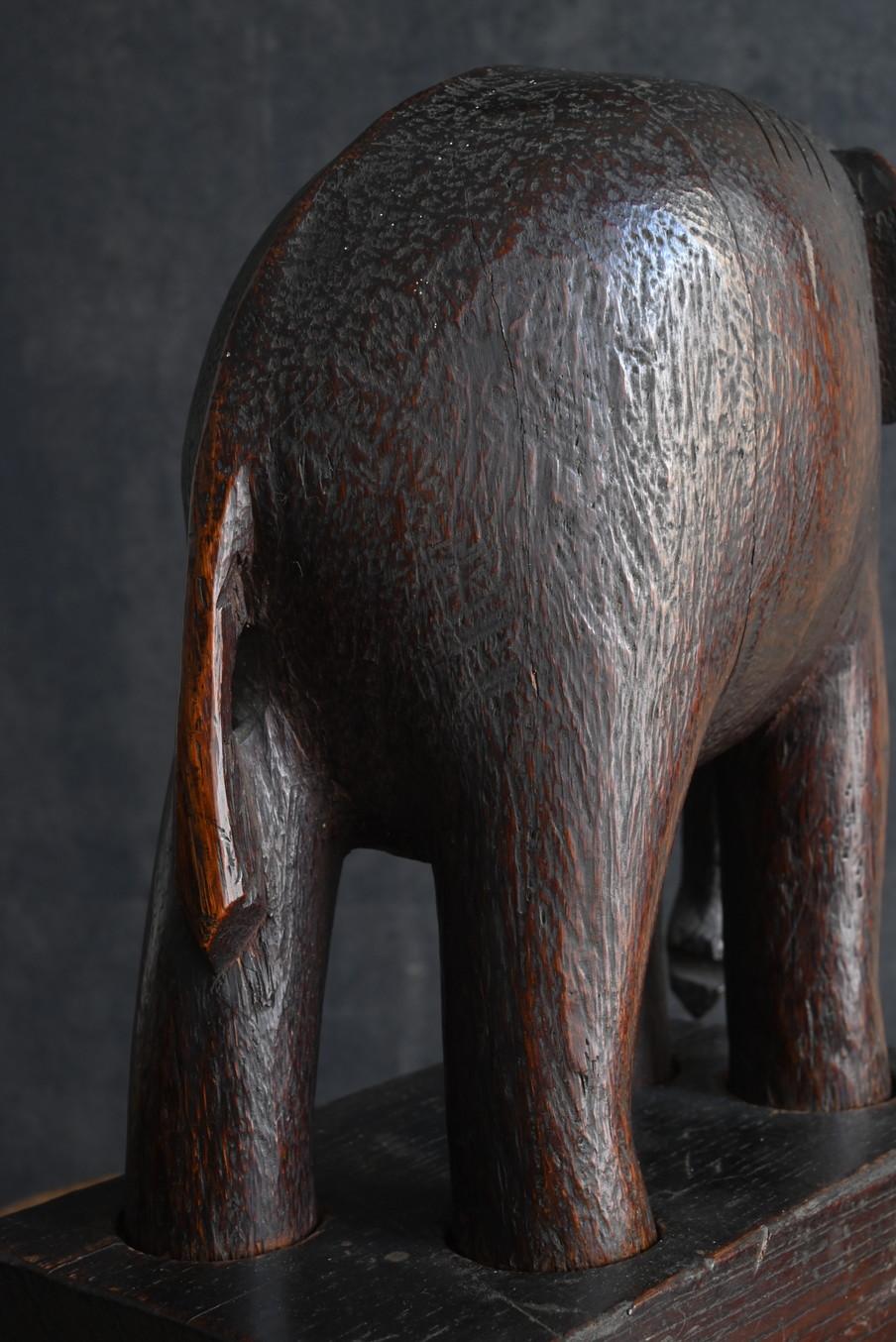 Wood Antique Indian wooden elephant figurine/carved animal/circa 1920 For Sale