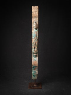 Antique Indian wooden temple panel with a standing Hindu deity from India