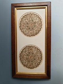 Antique Indian Zardozi Embroidered Textile Panels Framed Interior design