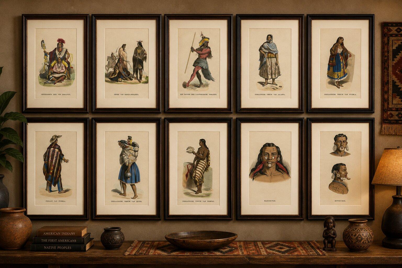 Antique Indigenous Peoples of the Americas Print Collection, ca. 1852