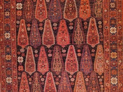 Antique Indigo Blue Afshar with Polychrome Ascending Tree Pattern