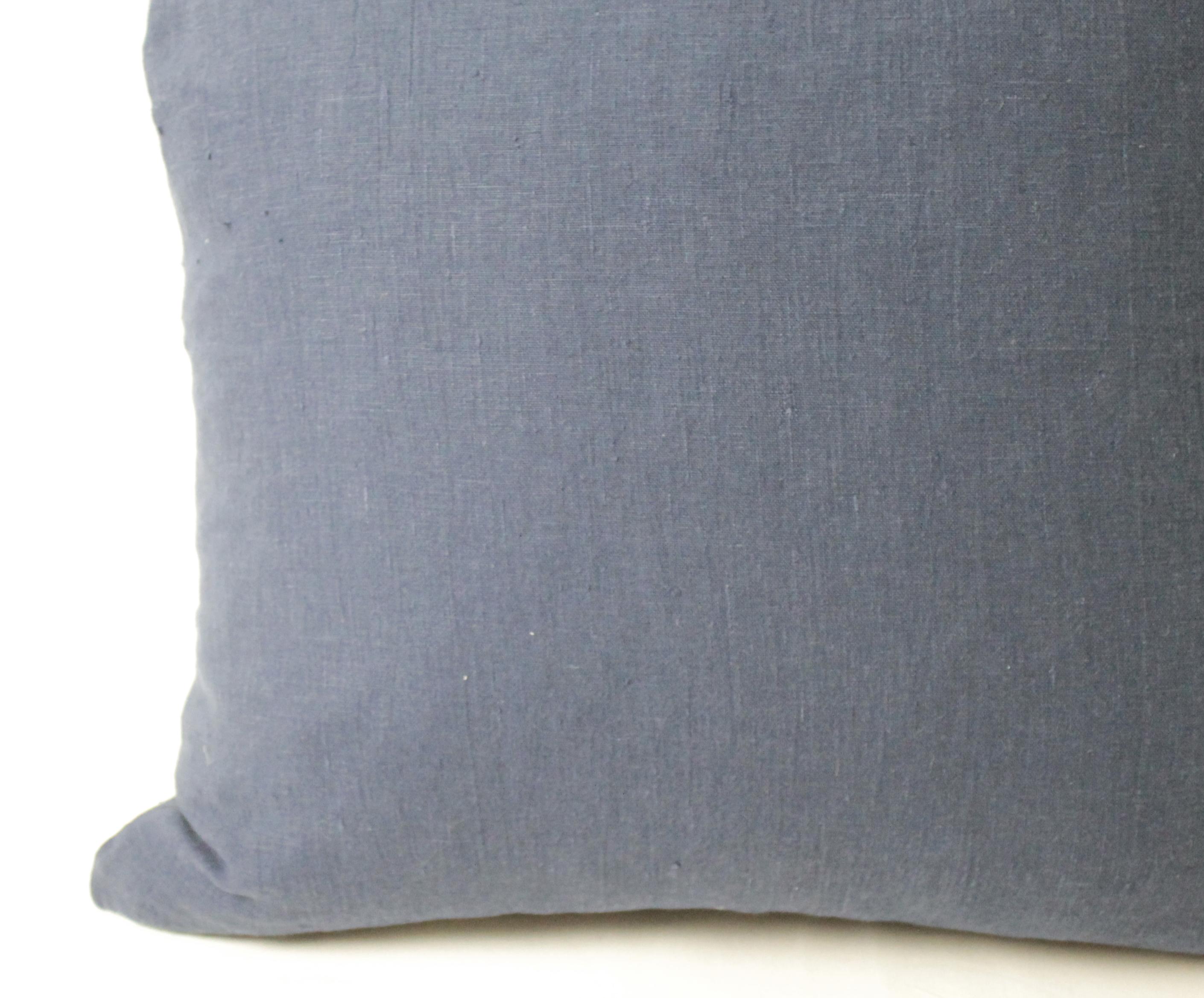 Antique Indigo Blue and White Batik Accent Pillow 6