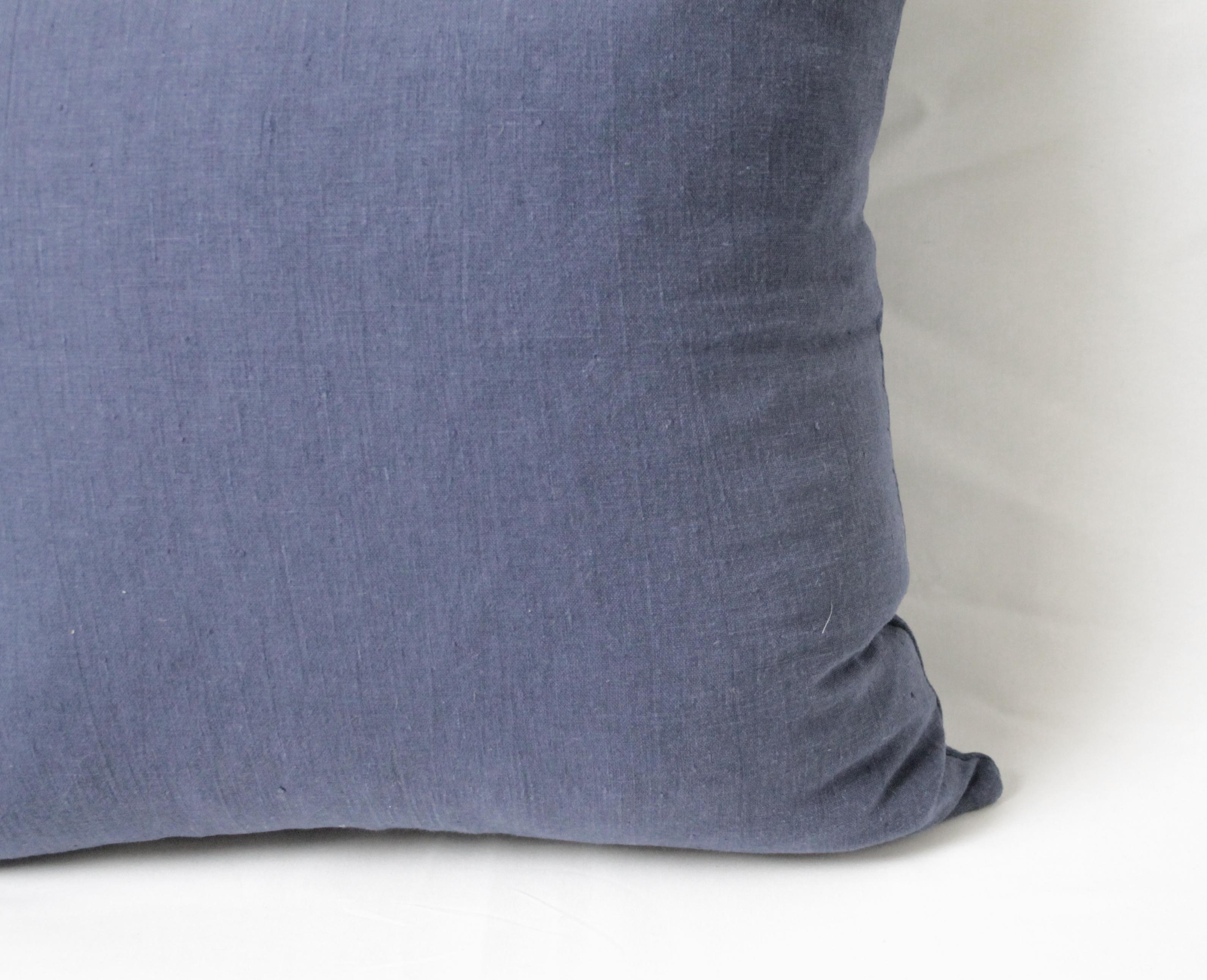 Antique Indigo Blue and White Batik Accent Pillow 7