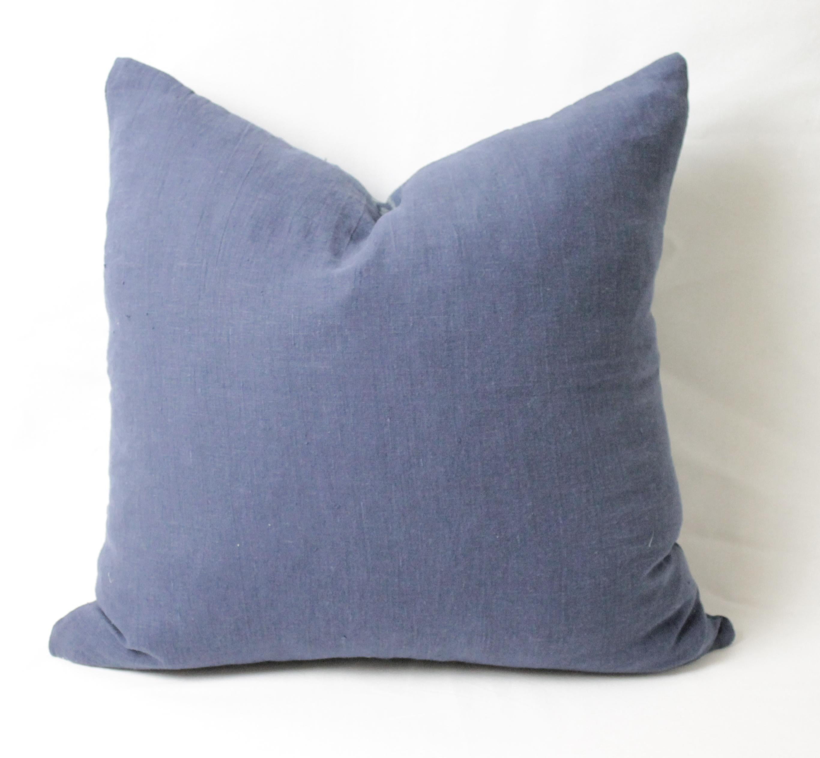 Antique Indigo Blue and White Batik Accent Pillow 8