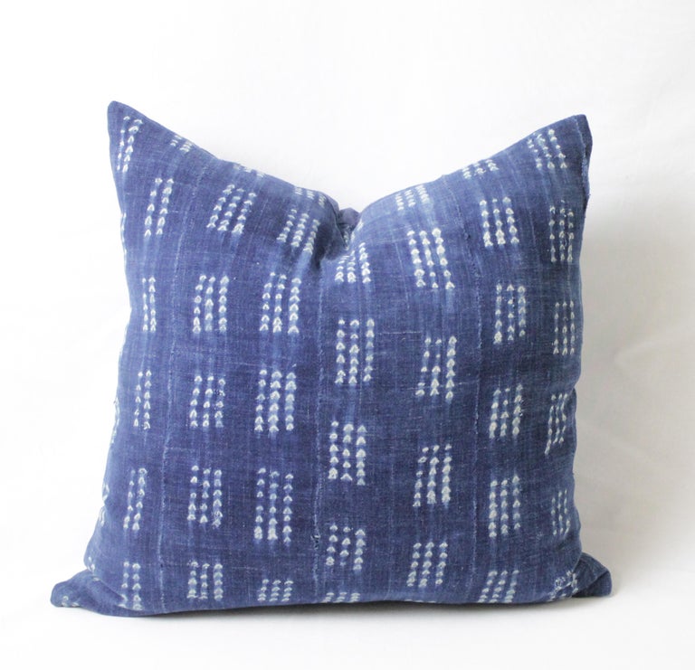 Antique Indigo Blue And White Batik Accent Pillow For Sale At 1stdibs