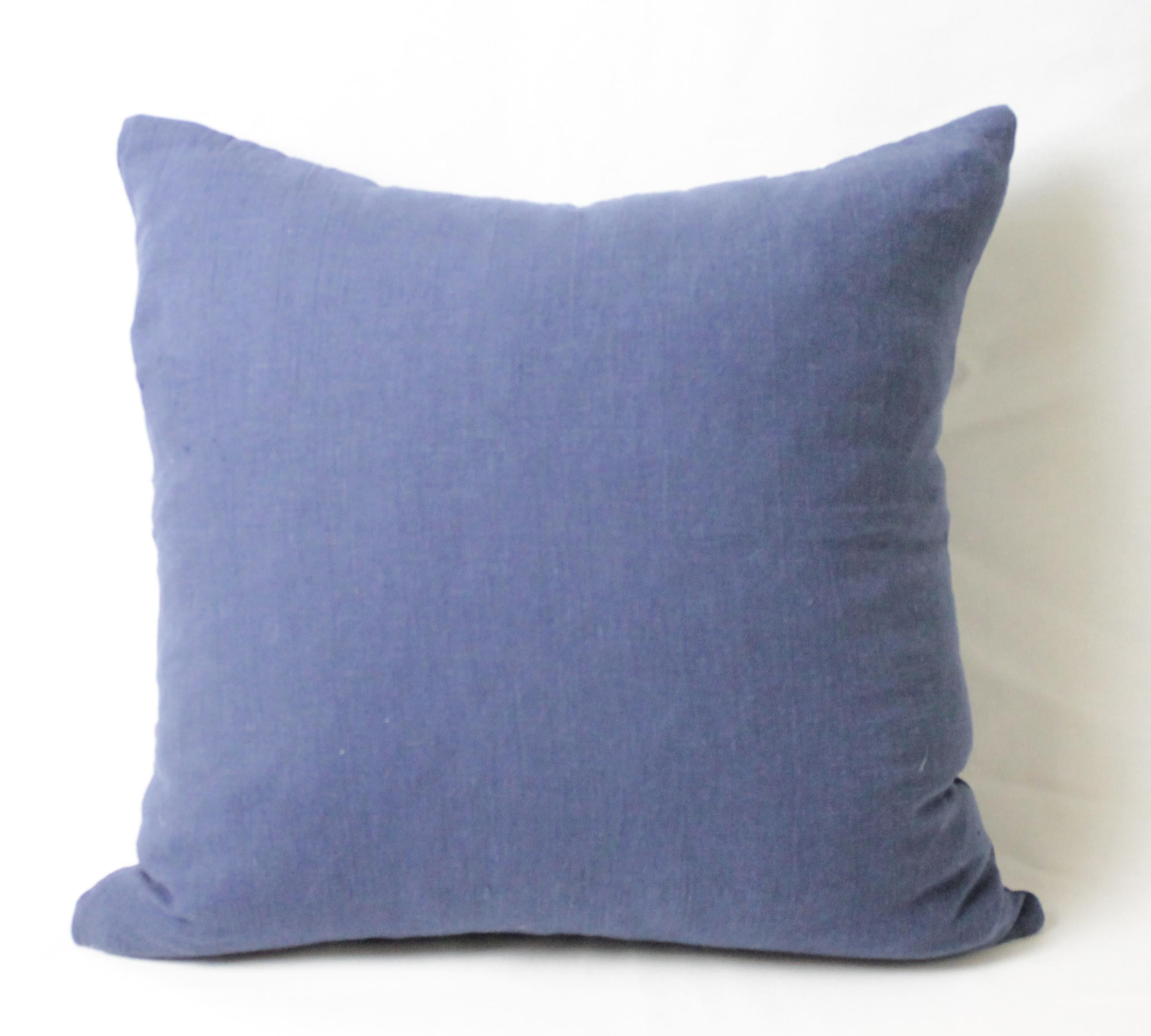 Antique Indigo Blue and White Batik Accent Pillow 3