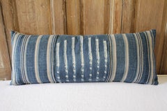 Antique Indigo Blue Batik Lumbar Pillow