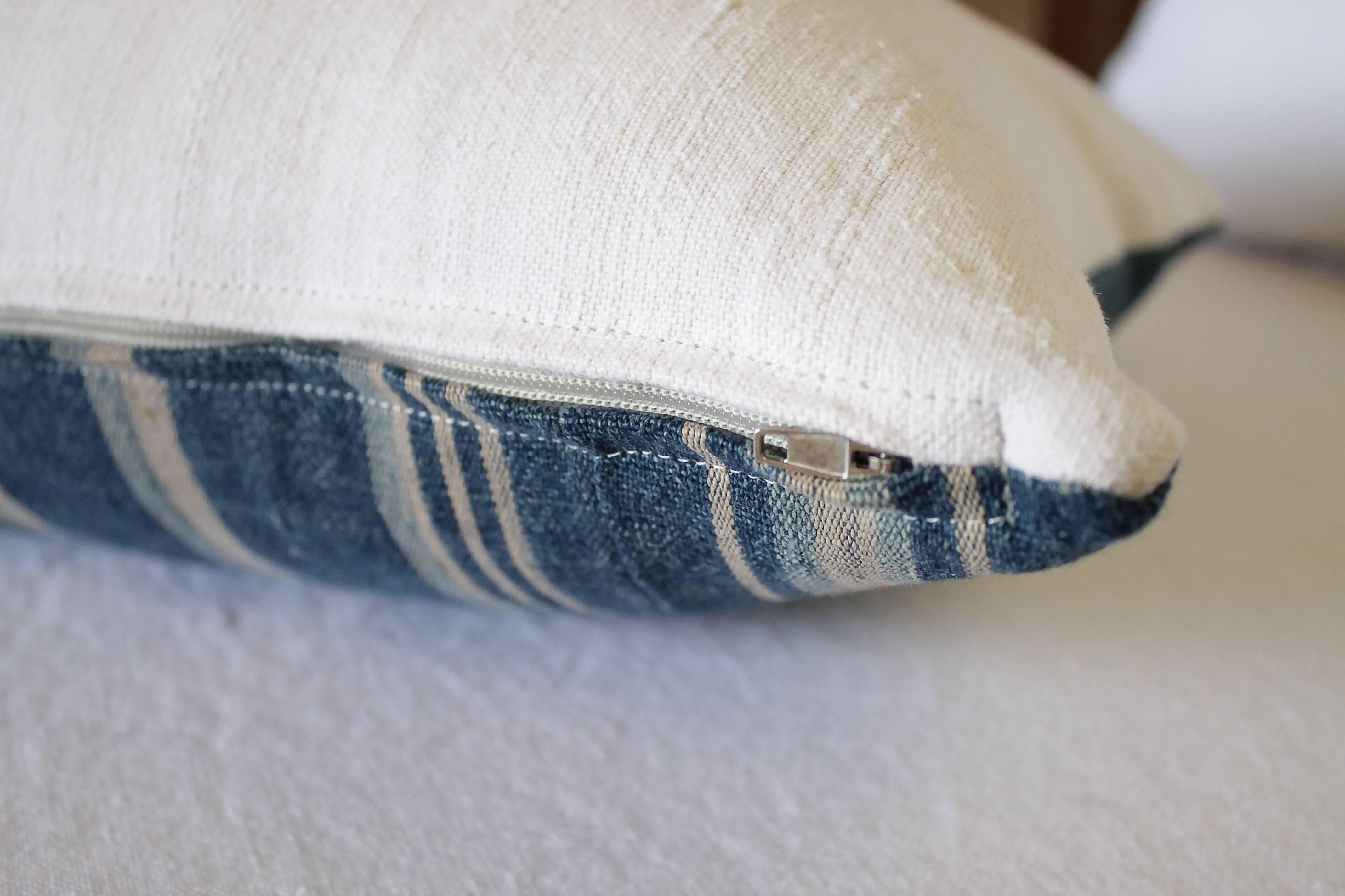 Antique Indigo Blue Batik Lumbar Pillow 1