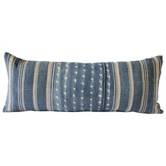 Antique Indigo Blue Batik Lumbar Pillow
