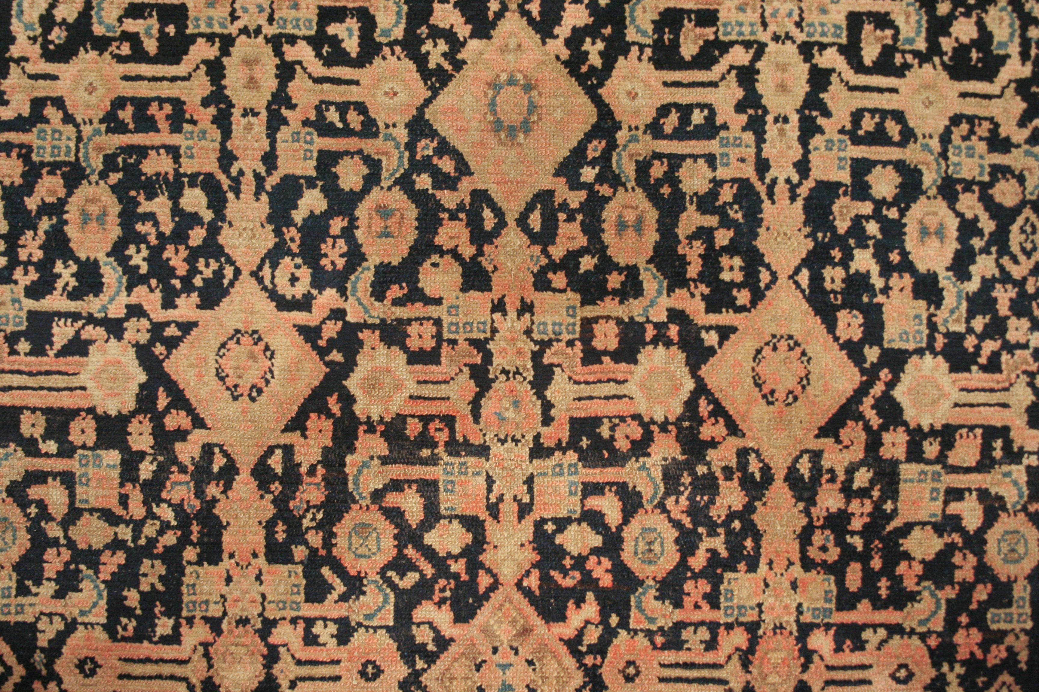 Malayer Tapis Qarabagh antique bleu indigo à motif all-over en vente