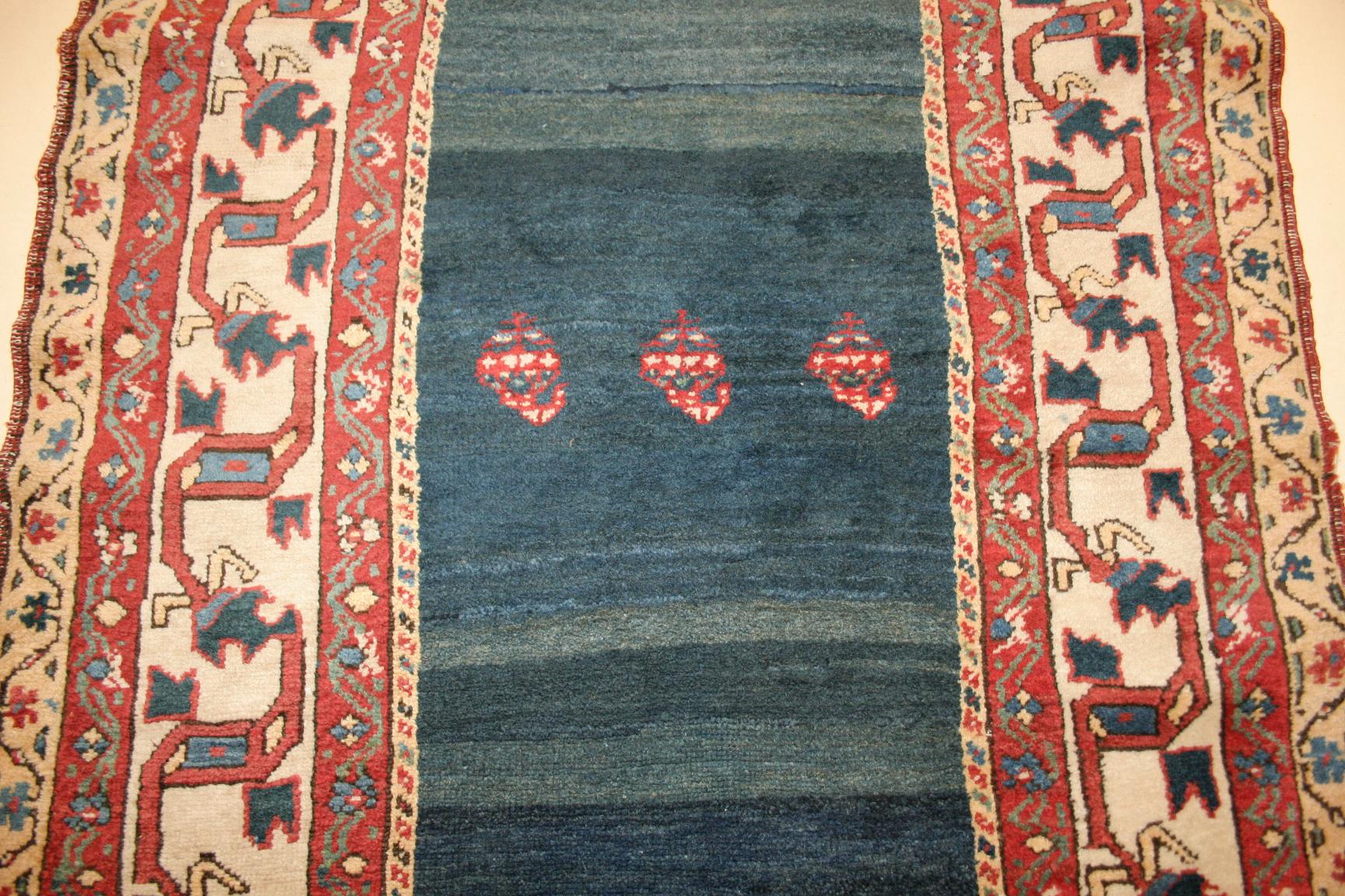 Annodato a mano Tappeto a pelo aperto Shahsavan Blu Indaco Antico in vendita