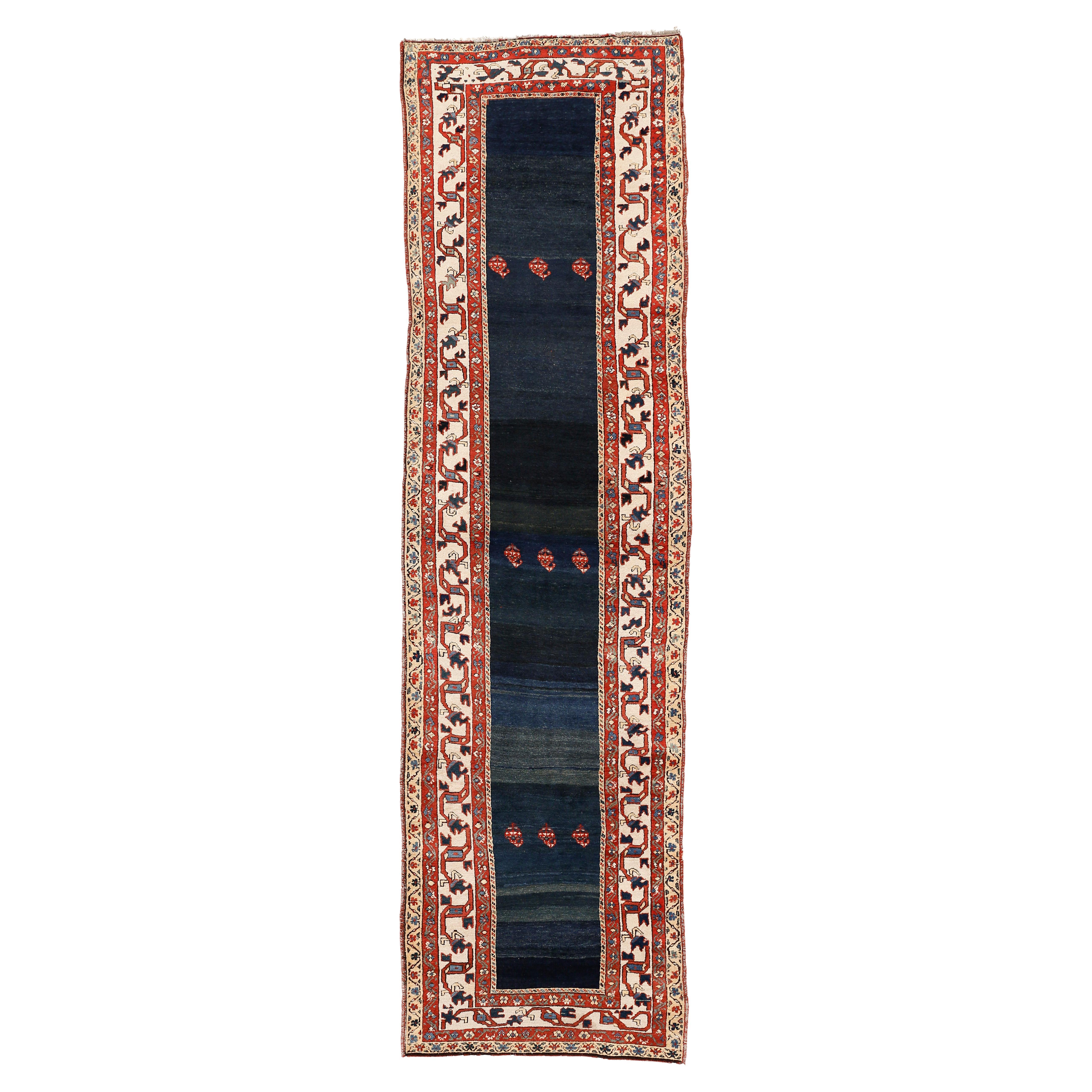 Tappeto a pelo aperto Shahsavan Blu Indaco Antico in vendita