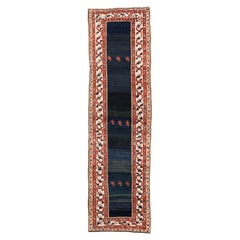 Antique Indigo Blue Open Field Shahsavan Pile Runner Rug