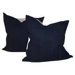 Antique Indigo Linen Pillows-Pair