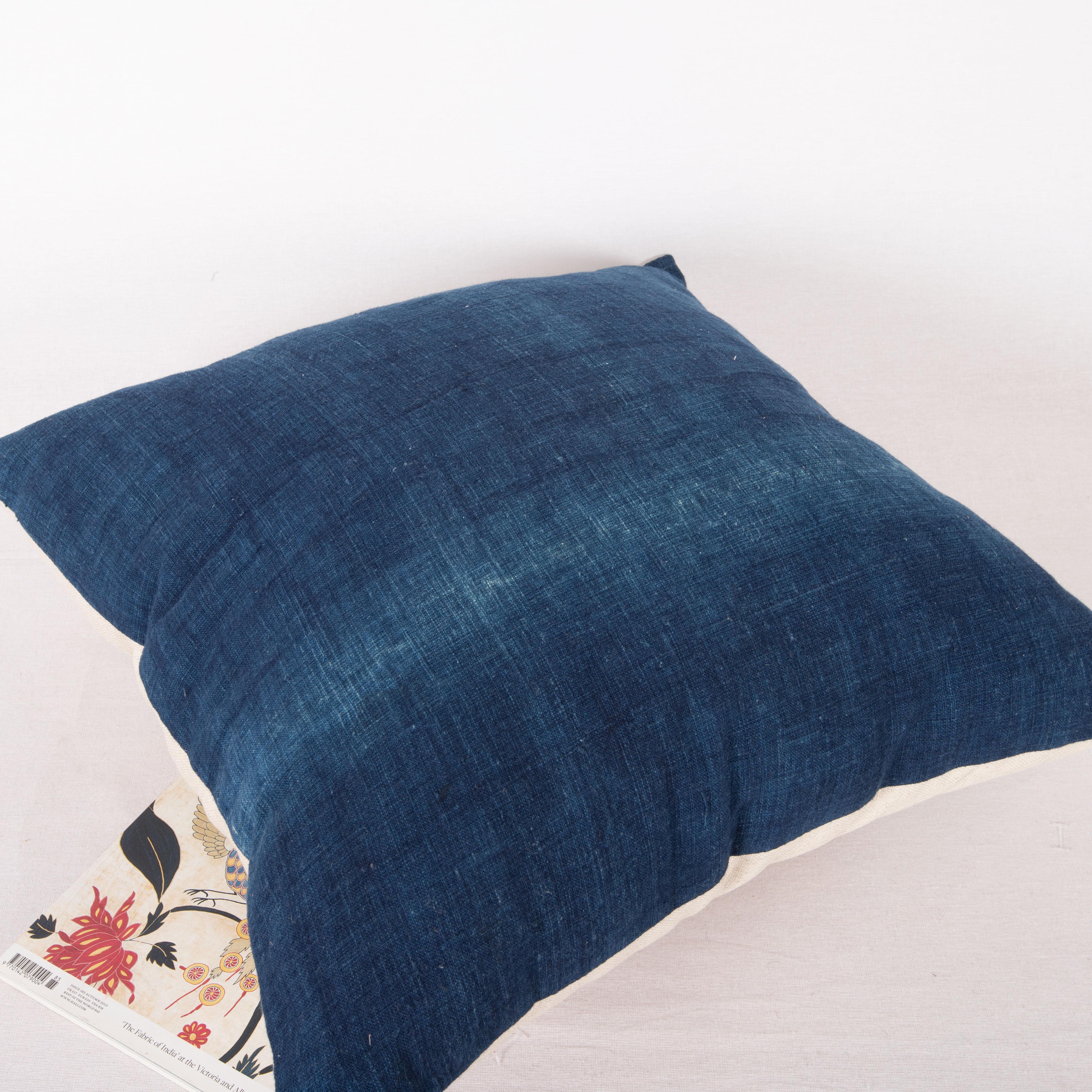 Coton Couvercle d'oreiller indigo ancien fabriqué à partir d'un coussin de courtepointe, début du 20e siècle en Turquie en vente