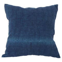 Couvercle d'oreiller indigo ancien fabriqué à partir d'un coussin de courtepointe, début du 20e siècle en Turquie