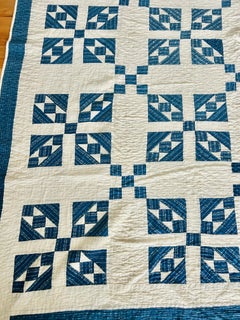 Antique Indigo & White Coronation Quilt, Circa 1875