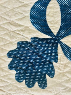 Antique Indigo & White Hickory Leaf Appliqué Quilt, c. 1885–1895