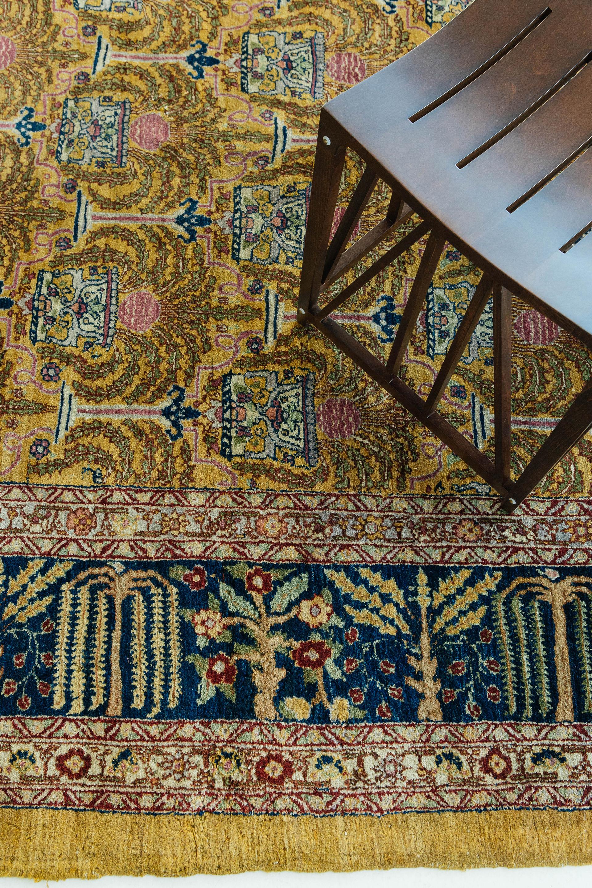 Hand-Knotted Antique Indo Agra Rug