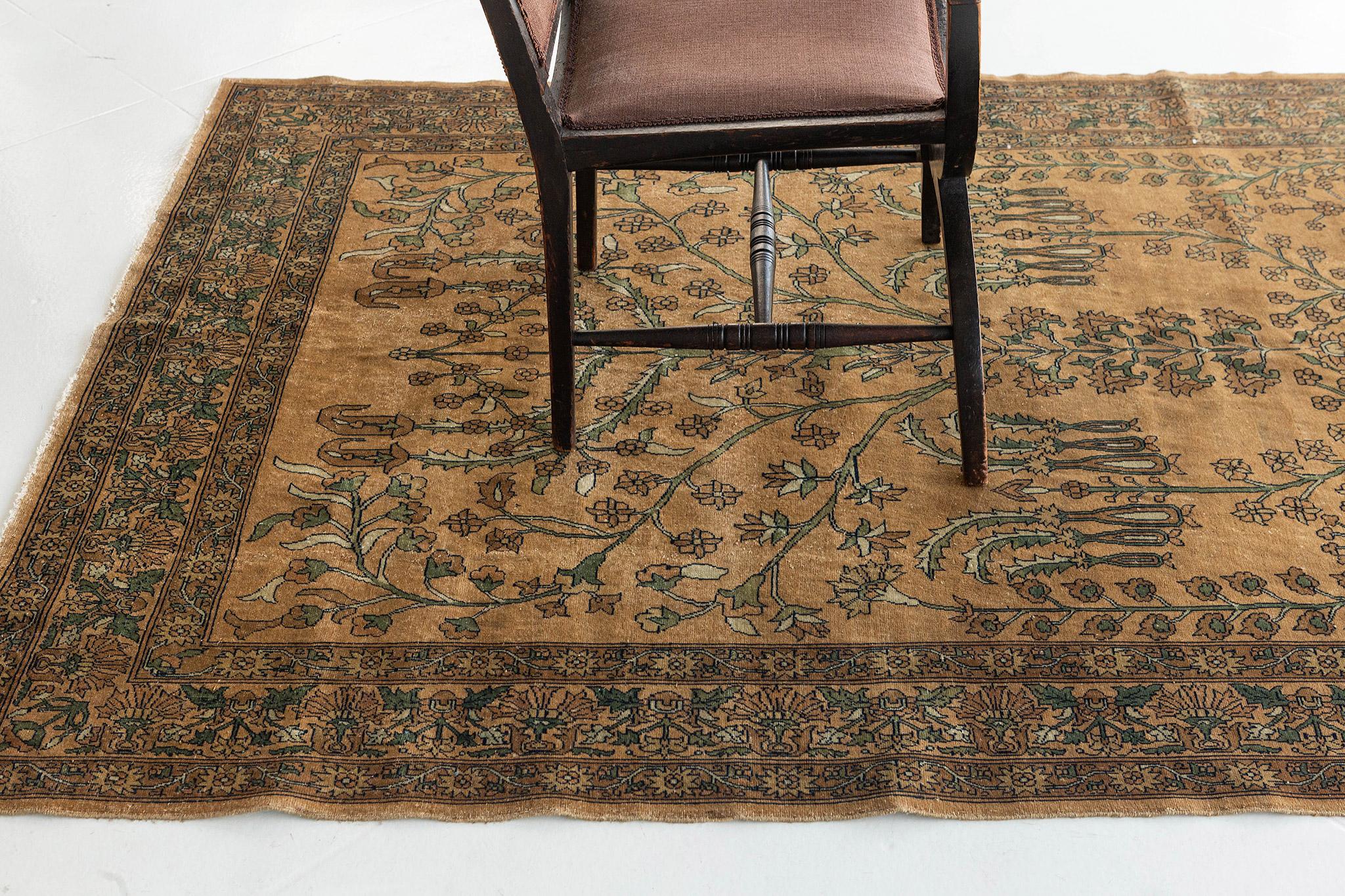 Antique Indo Agra Rug In Good Condition For Sale In WEST HOLLYWOOD, CA