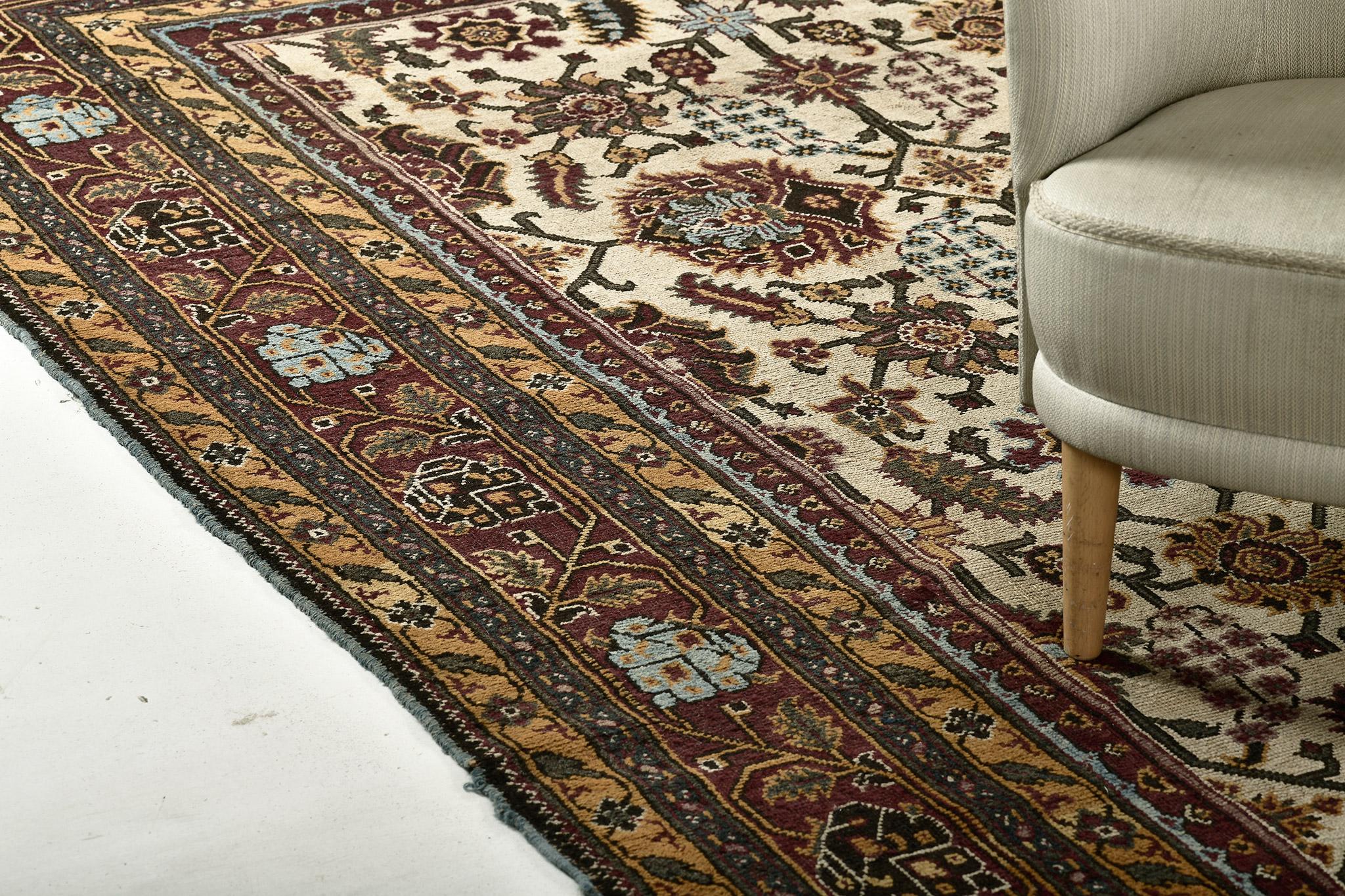 Hand-Knotted Antique Indo Amritsar Rug