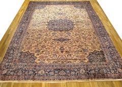 Antique Indian Oriental Rug w/ Persian Kashan Design, w/ Medallion & Soft Colors