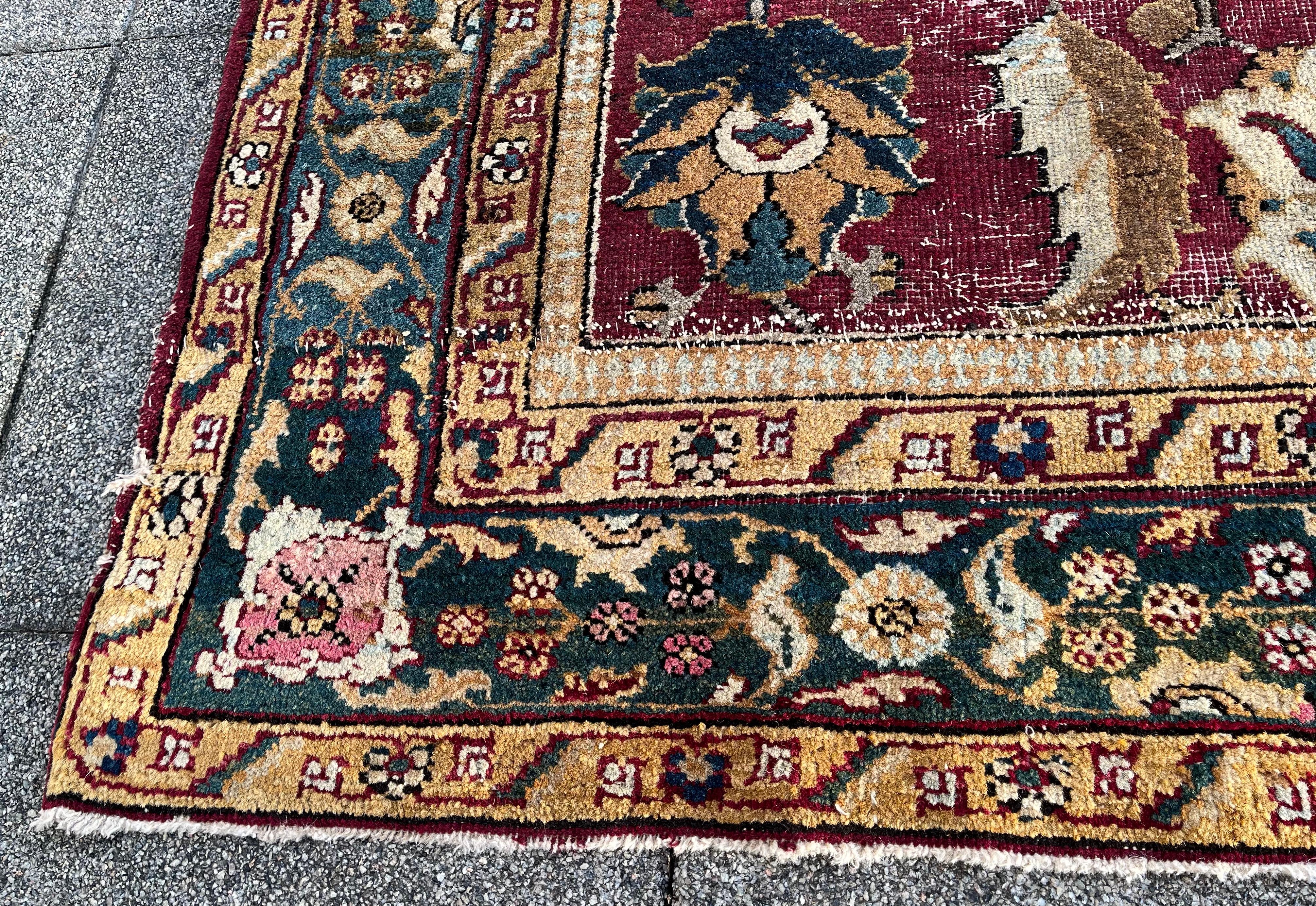 Antique Indo/Persian Carpet Agra 19th, Fragment For Sale 3