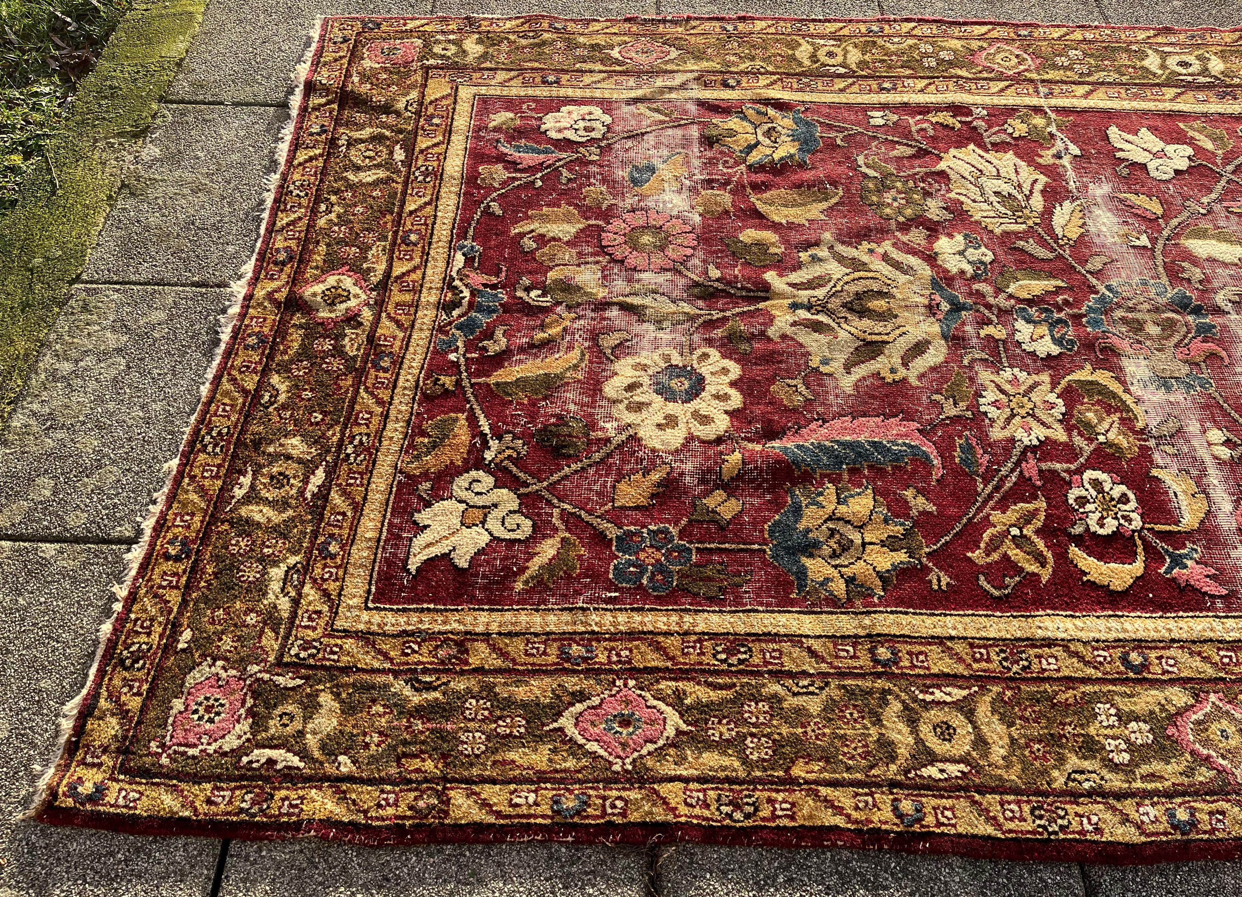 Hand-Woven Antique Indo/Persian Carpet Agra 19th, Fragment For Sale