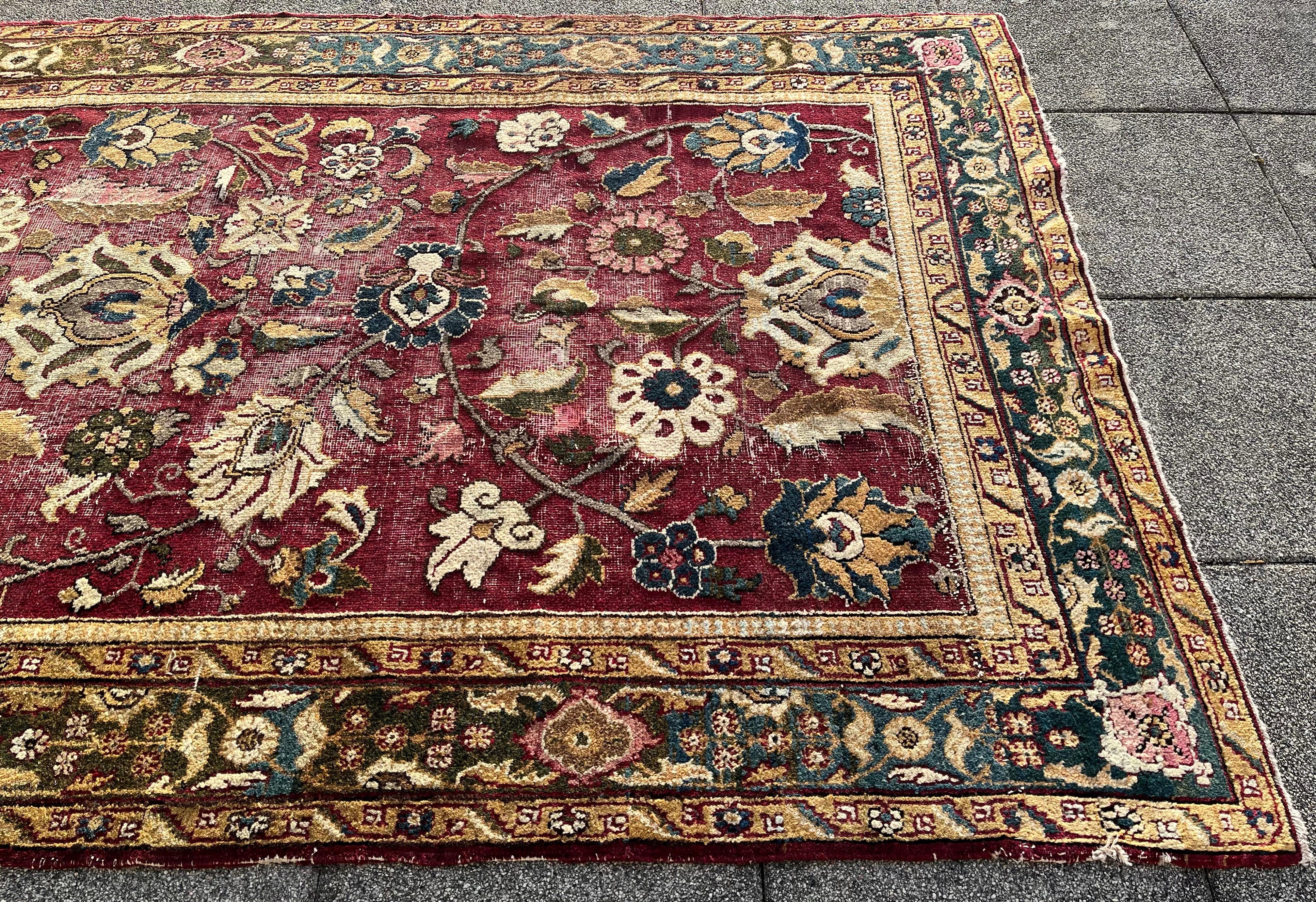 19th Century Antique Indo/Persian Carpet Agra 19th, Fragment For Sale