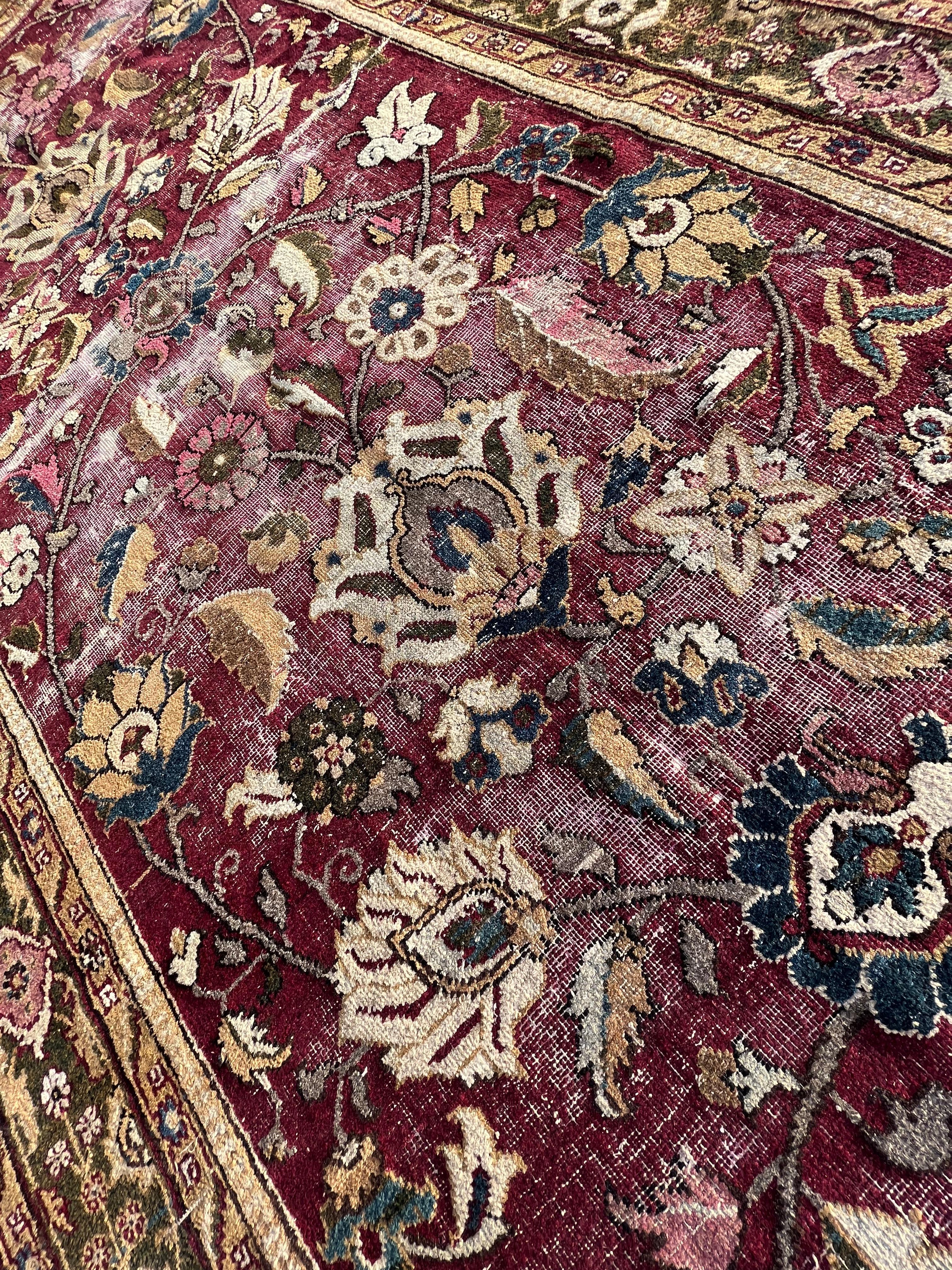 Wool Antique Indo/Persian Carpet Agra 19th, Fragment For Sale