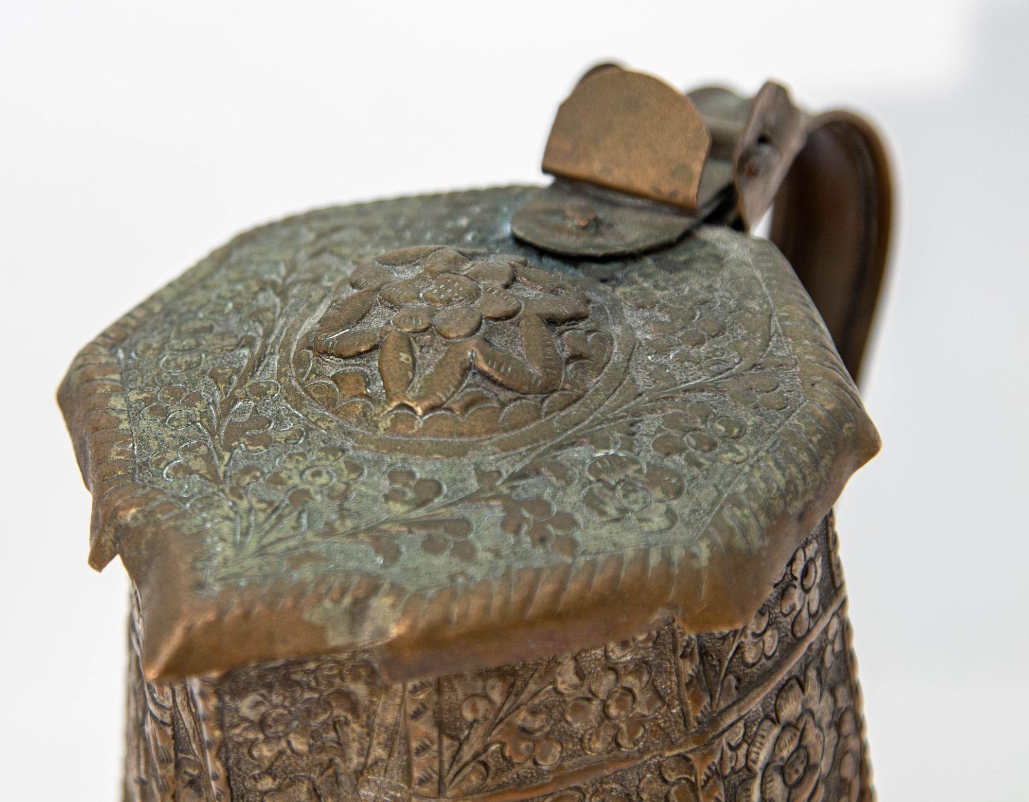 Indian Antique Indo-Persian Copper TeaPot 19th Century For Sale