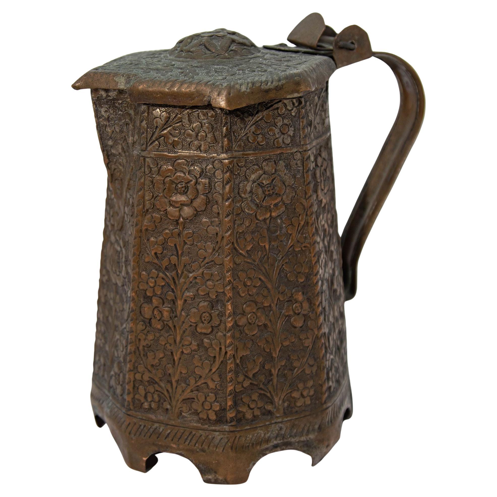 Antique Indo-Persian Copper TeaPot 19th Century For Sale