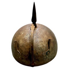 Antique Indo-Persian Kulah Khud Helmet with Engraved Motifs