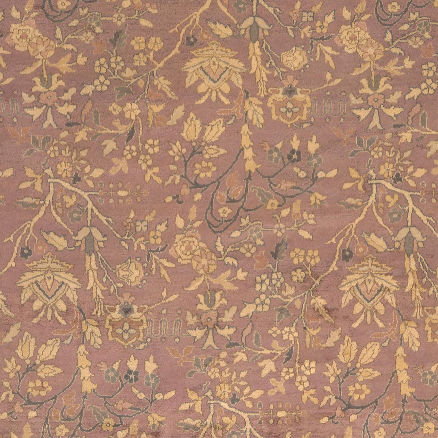 Early 20th Century Antique Indo-Persian Mauve Rug For Sale