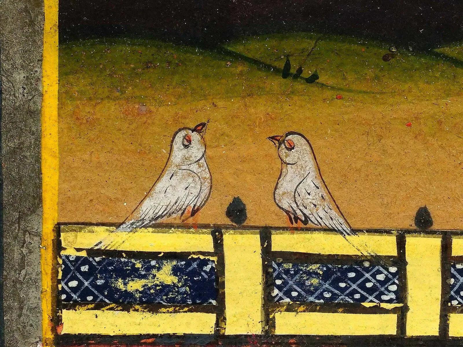 Peinture miniature ancienne indo-persane en techniques mixtes Bon état - En vente à Queens, NY
