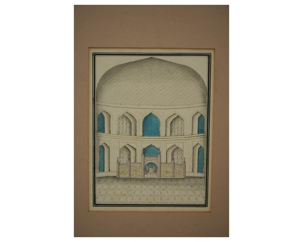 Unknown Antique Indo Persian Mughal Architectural Painting For Sale