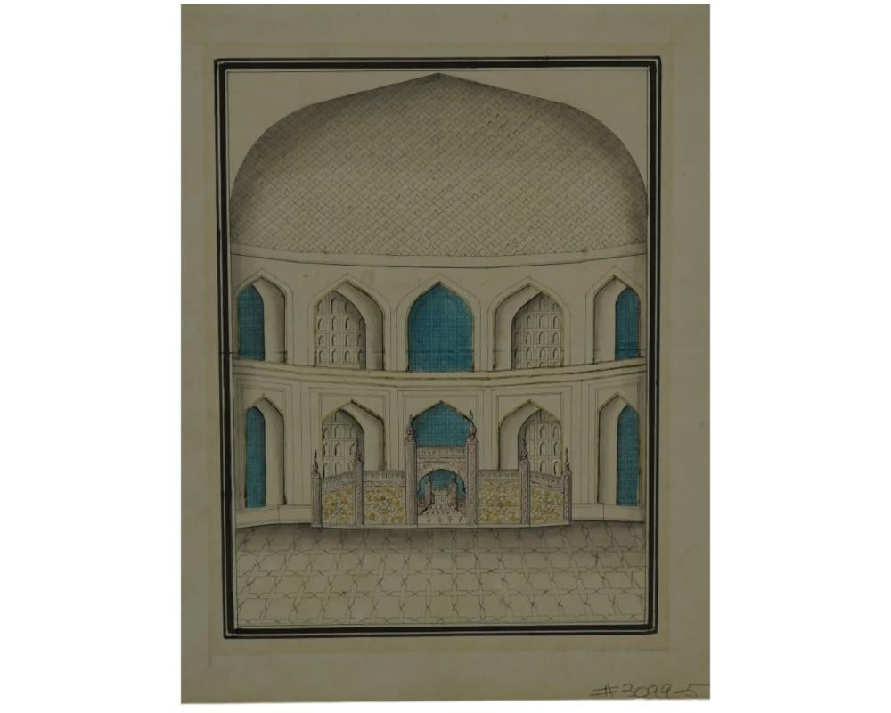 18th Century Antique Indo Persian Mughal Architectural Painting For Sale