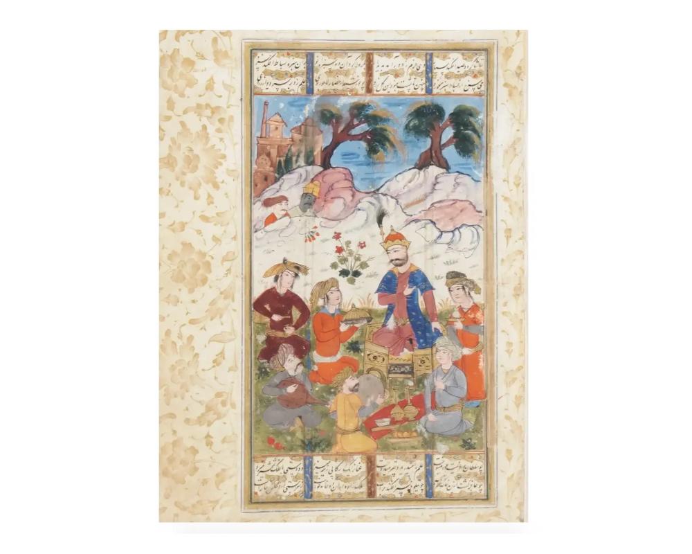 Antique Indo Persian Mughal Painting W Manuscript In Good Condition In New York, NY