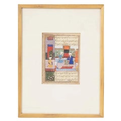 Antikes Indo-Persisches Mughal-Gemälde mit Manuscript