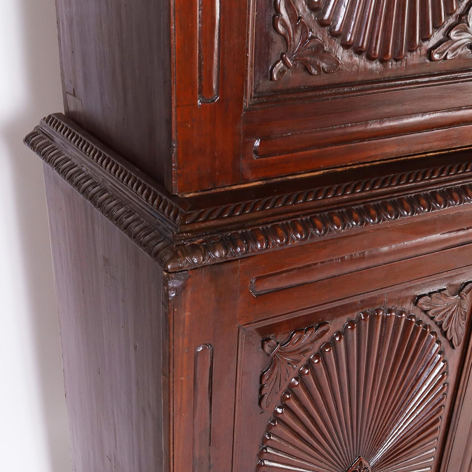 Antique Indo Portuguese Carved Teakwood Cabinet In Good Condition In Palm Beach, FL