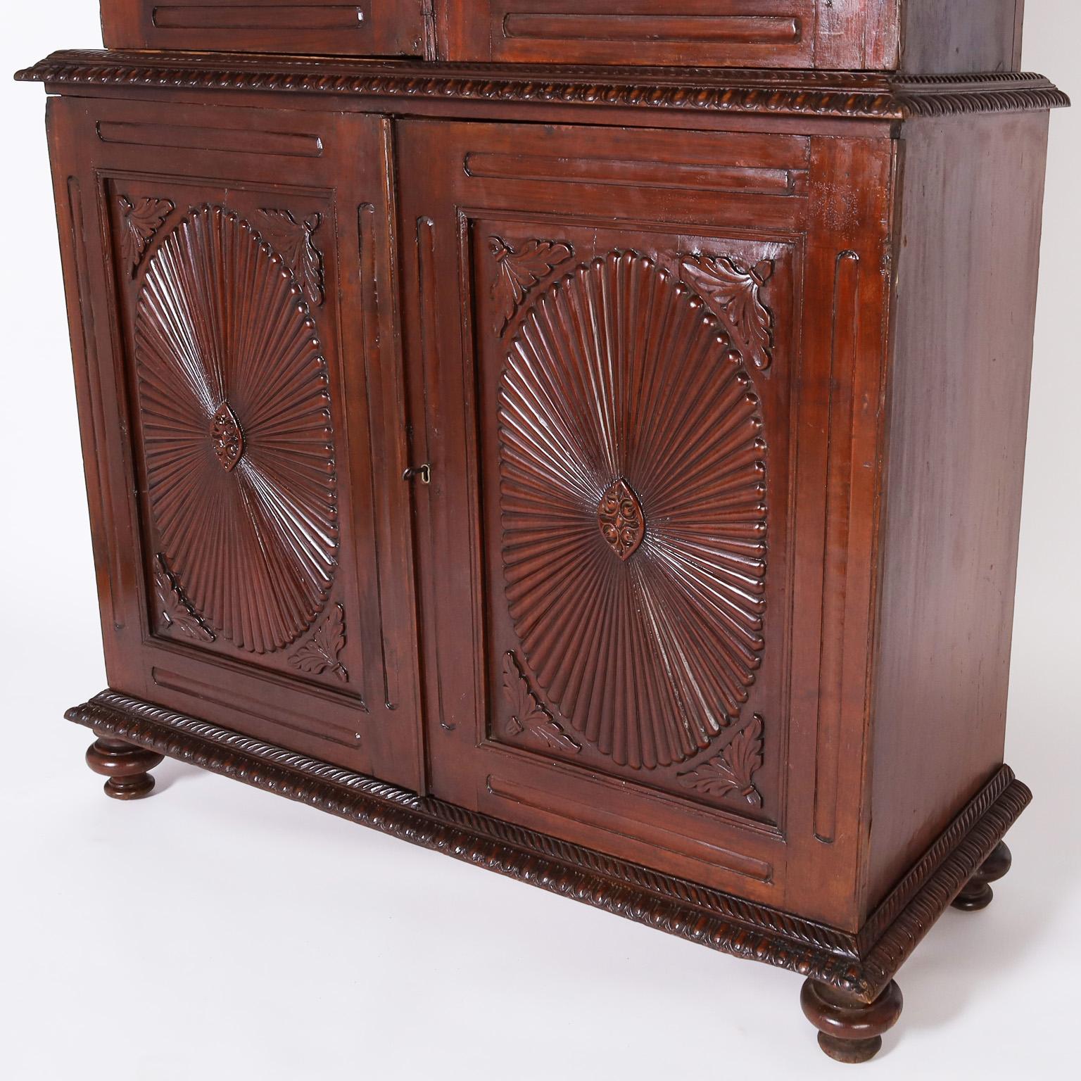 19th Century Antique Indo Portuguese Carved Teakwood Cabinet